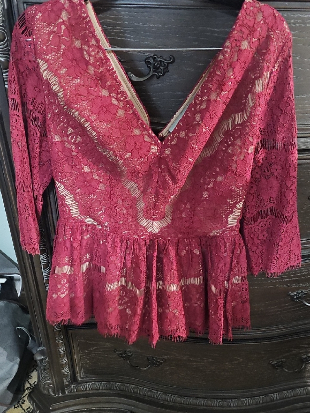 Maeve, Anthropologie Burgundy Lace Top NWOT‎
